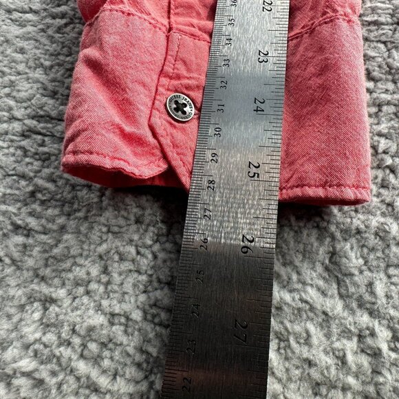 Guess Mens Shirt Extra Large Brick Red 100% Cotton Button‎ Front Long Sleeve - Picture 14 of 14
